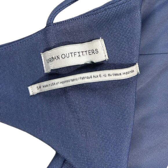 Urban Outfitters Shiny Blue Stretch Mini Skater Dress Adjustable Tie Back Sz S - Picture 6 of 10